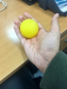 Sponge ball to improve grip after triad elbow injury
